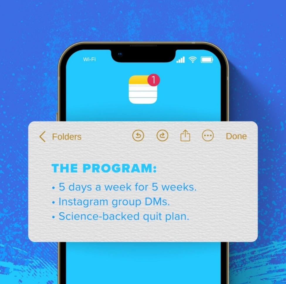 Image of a smartphone superimposed with a notes app reading 